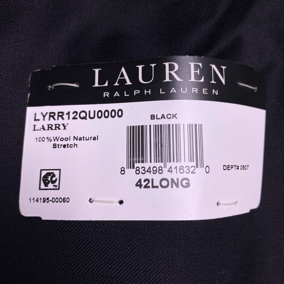 NEW Lauren Ralph Lauren Tuxedo Jacket 42L Mens Larry Classic Fit 100% Wool Black - Picture 9 of 9